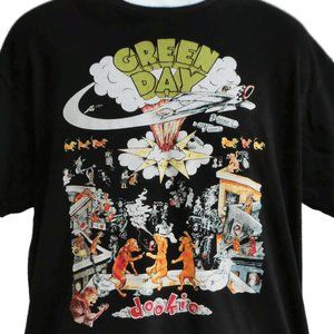 Green Day Dookie Album Tee T Shirt Black Rock Band Tour Concert Large Graphic L